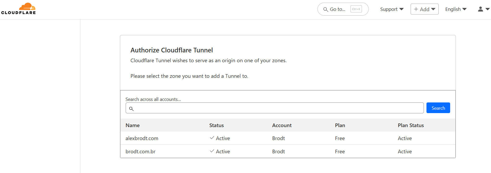 Autorizando domínio na cloudflare