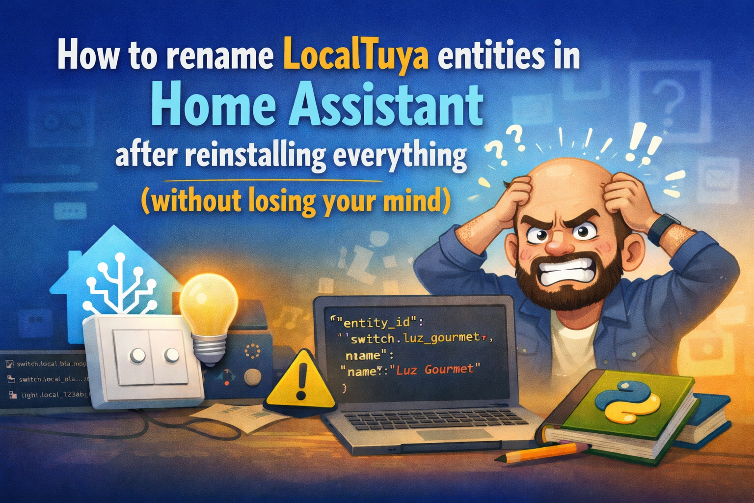 How to rename LocalTuya entities in Home Assistant after reinstalling everything (without losing your mind)